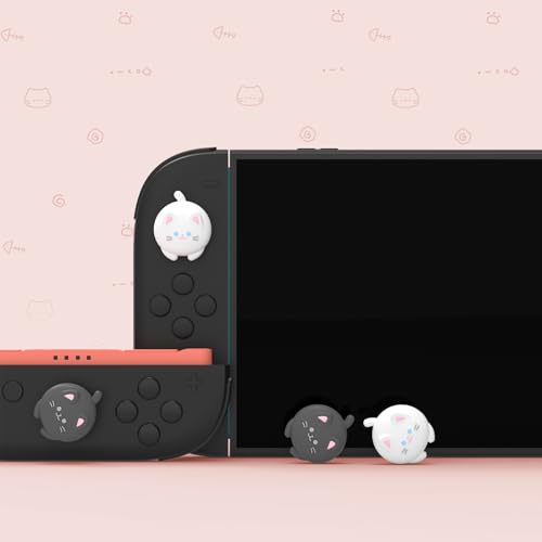 PlayVital Switch 2（2025年新モデル）対応 親指グリップキャップ 4個セット – スイッチ2対応かわいいシリコン製スティックカバー Joycon2用 耐久性ある 【キューティーキティ】