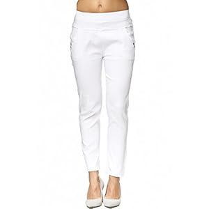 Stretch-Hose Weiß Arbeitshose Schwester Medizin Strech elegant kurzgrössen Damen Hosen für Frühling,Sommer