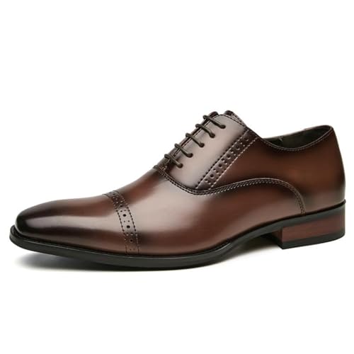 Dress Oxford for Men Lace Up Square Toe Oxford Shoes Slip Resistant Leather Formal Business Oxford Shoes Comfortable Business Formal Shoes