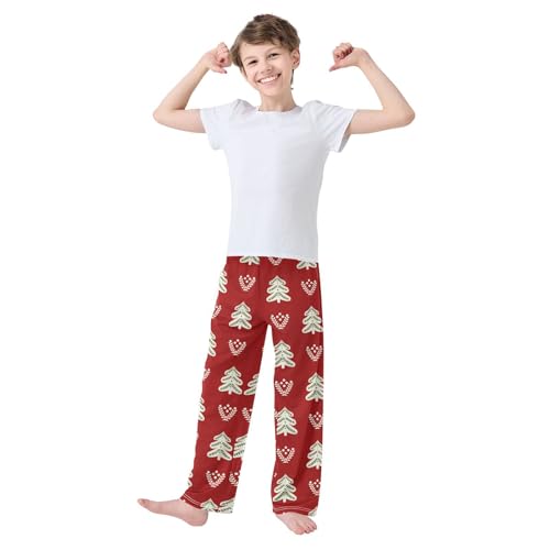 Boys' Pants Christmas Trees Scandinavian Red Long Bottoms Jogger Pants Elastic Waist Trousers with Pockets S-XL2