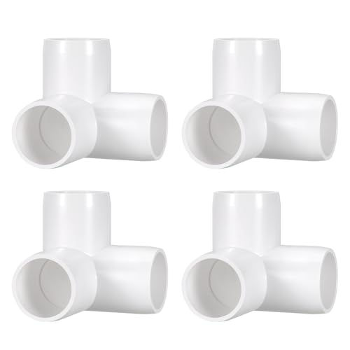 DTGN 4Pcs 1 1/4" Elbow PVC Fitting 3-Way Tee Furniture Grade Pipe Fitting