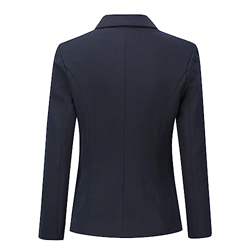 YYNUDA Hosenanzüge für Damen Fallendes Revers Zwei Einreiher Slim Elegant Taillierter Business Hosenanzug（Blau M）