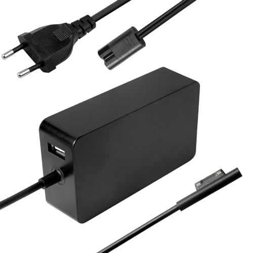PASUKTER Carregador surface, carregador de 15 V 4A 65 W com porta USB para Microsoft Surface Pro 3/4/5/6/7/8/9/X Surface Laptop 1/2/3/4 Surface Go 1/2/3 Surface Book 1/2/3