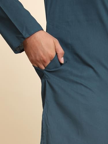 Image of Amazon Brand - Anarva Men's Cotton Solid Dress Long Kurta Regular Fit Casual