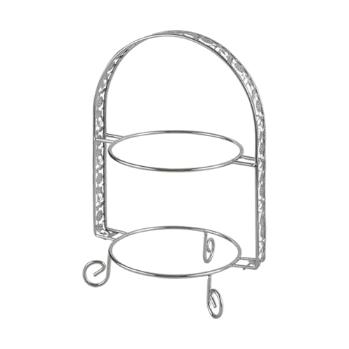 Bothyi Double Layers Dessert Serving Stand Cookies Snack Tray Rack Accessories for Kitchen Stylish Versatile 31.5x23cm Pastry Holder, Silvery