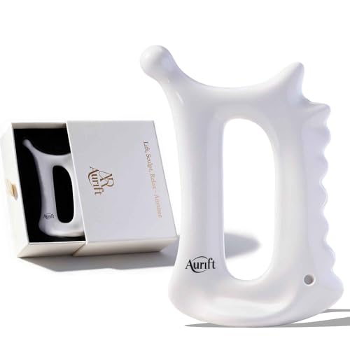 Ceramic Gua Sha Tool for Face & Body, Christmas Gifts for Adults Mon, 6 in 1 Facial Massage, Lymphatic Drainage, Jaw Lifting, Puffiness Care, Neck Massage for Stress Relief - Home Self Care, White