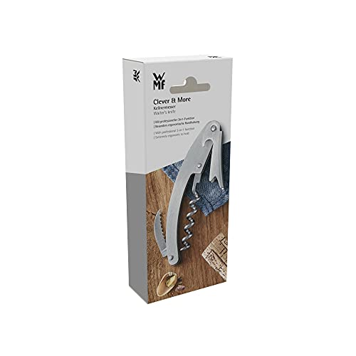 Foto von WMF Clever&More Kellnermesser 10 cm, Cromargan Edelstahl mattiert, Kellnerbesteck mit Flaschenöffner, Kapselheber, Folienschneider, für alle Korkenarten