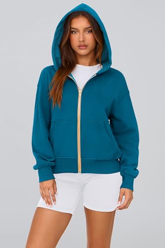 PRETTYGARDEN Hoodies for Women Sweatshirt Zip Up Hoodie Fall Fashion 2026 Trendy Long Sleeve Jackets Winter Clothing Outfits (Lake Blue,Large) — view 6