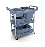 Commercial Restaurant Utility Storage Cart | 5 Bus Tubs Boxes | Multi-Function Mobile Shelving Units Organizer...