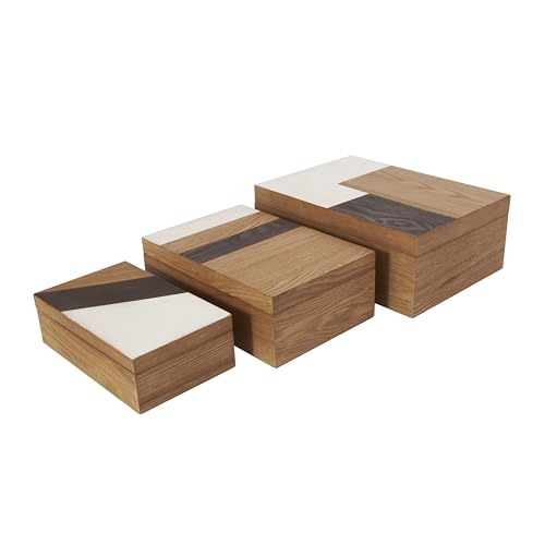 Deco 79 083870 Wooden Geometric Decorative Box Decorative Keepsake Boxes cover