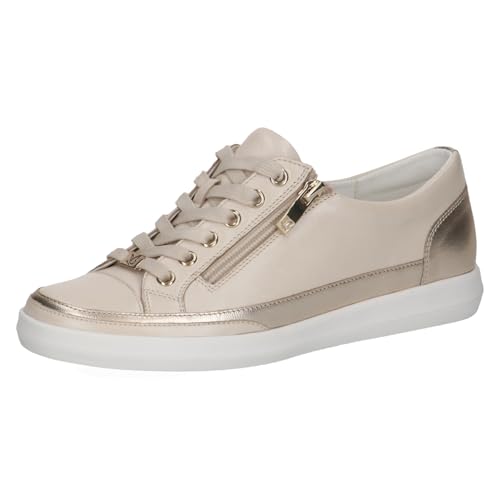Caprice Women's Leather Sneakers, Metallic (Cream Comb), 6 UK