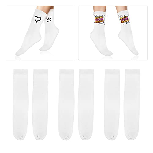 EXCEART 6 Pares Meias Sublimação Em Branco Para Impressão Atlético Crew Sock Meias Toe Costura Meias
