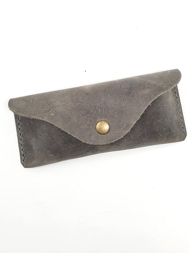 Image of Leather Eyeglass Case -Glasses Case - Sunglass Case - Genuine Leather Eyeglasses Case with Snap Closure