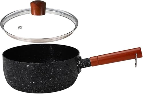 AOBOPOアルミ合金片手鍋 麦飯石コーティング焦げ付かないフライパン ガラス蓋付き 耐久性高いソースパン/味噌汁鍋 オール熱源対応 パン・ミルクパン加熱に最適 お手入れ簡単 家庭キッチン用多機能調理鍋