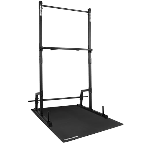 GORNATION Power Tower Multifuncional, Barra de Dominadas, Pull Up Station, Estación de Ejercicio y Calistenia, Maquina Multifuncion Musculación (Indoor, Con Barra para Dips + Alfombrillas)