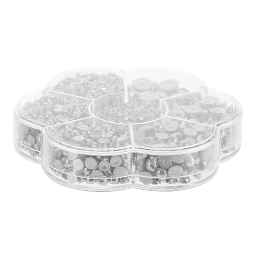 LIFKOME Decorative Half Pearls Nail Charms Silver Color 1 Box Delicate Pearls for Nails DIY Craft Accessories and Beauty Use
