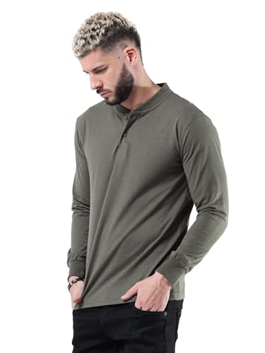 Image of fanideaz Mens Premium High Neck Henley T Shirts for Men Branded Full Sleeve Shirt for Men in Pure Cotton Casual & Formal Wear