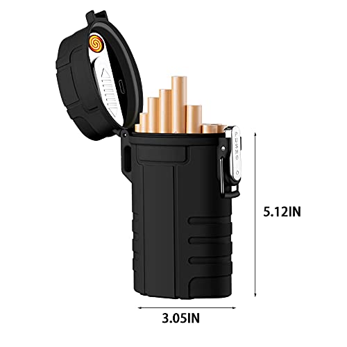 Miniatura 8 de Estuche de cigarrillos con encendedor eléctrico recargable por USB y cordón para todo el paquete de cigarrillos, 20 piezas impermeable portátil para