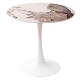 PGPOMEPCPY Mesa De Comedor Tulip 60/70/80 Cm Pedestal Redondo Tapa De Granito Pata De Pedestal De Metal Mesa De Centro Tulip Mesa Auxiliar De Ocio For Sala De Estar Café Y Cocina(60cm)