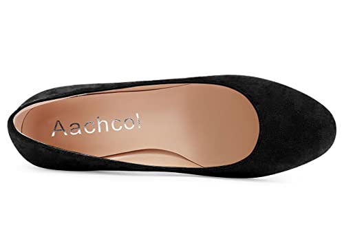 Aachcol Women Chunky Block Mid Low Heel Pumps Slip-on Round Toe Dress Shoes Office Party Wedding Suede 2 Inch4