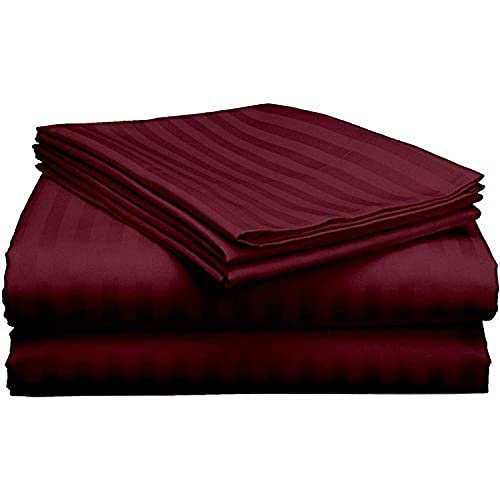 Image of Prime Collection 285 TC Combo Pack of 2 Single Sized (90x60) Satin Striped Bedsheet with 2 Pillow Cover Long Lasting Single Bedsheet for Hotel, Hospital and Home Use