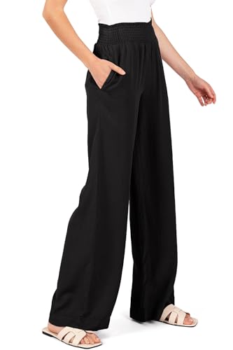 Love Tree Womens Smocked Waist Wide-Leg Tencel Summer Pants2