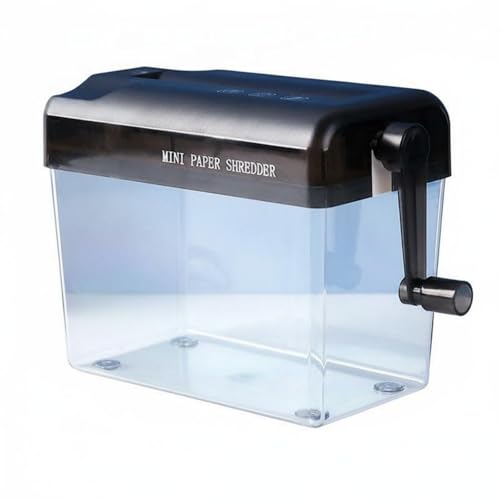 Destructora de papel manual mini con contenedor transparente de 3L y apertura de 123mm