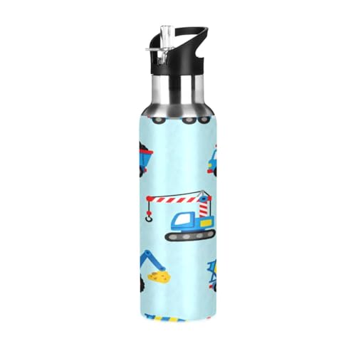 Botella de agua deportiva aislada a prueba de fugas y sin BPA, diseño de camión colorido con asa, aislamiento al vacío de doble pared para deportes, viajes y escuela, 20 onzas