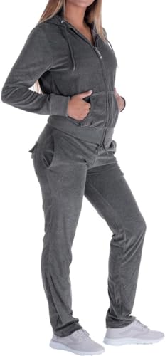 Image of LeeHanTon Sweat Suits for Women Set Comfortable Sweat Outfits Workout Suit Zip Velour Hoodie and Jogger Sport Suit