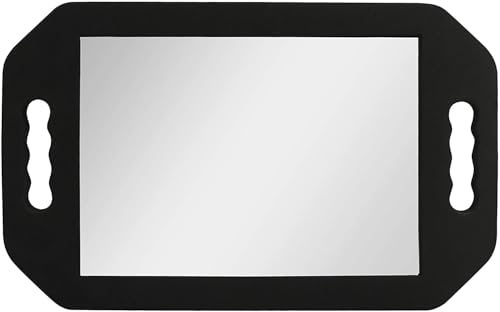 Hairdressing Foam Mirror with Double Handle - Black Handheld Lightweight Mirror for Barbers and Hair Salons - Back of Head Haircuts View Mirrors