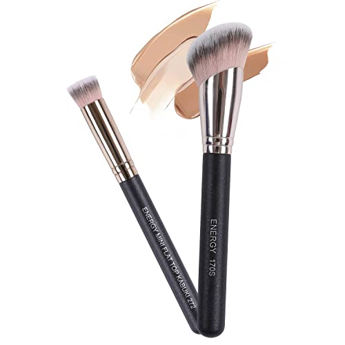 ENERGY Foundation Brush Set Liquid Powder Foundation Brush for Cream Foundation Small Under Eye Concealer Brush Flat Top Face Makeup Brushes 170S-272 ENERGY Foundation Brush Set Liquid Powder Foundation Brush for Cream Foundation Small Under Eye Concealer Brush Flat Top Face Makeup Brushes 170S-272