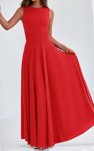 Image of PRETTYGARDEN Womens Summer Dresses 2026 Casual Sleeveless Crewneck Aline Maxi Dress Stretch Tank Flowy Long Dresses