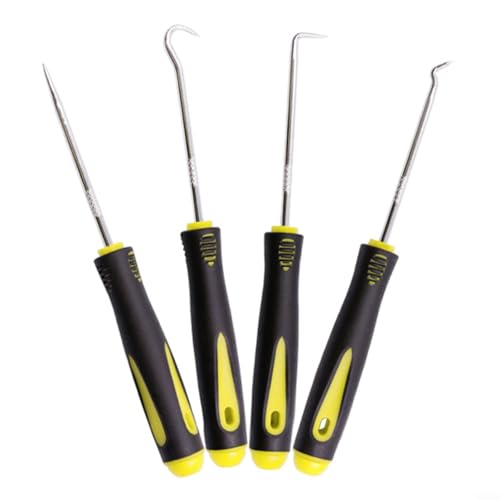 Image of HomeVortex 4-Piece Pick and Hook Set, Hardened Steel O-Ring Oil Seal Gasket Remover Tool Kit, with Ergonomic Handles, for Wire Separation, Fuse Removal and Automotive