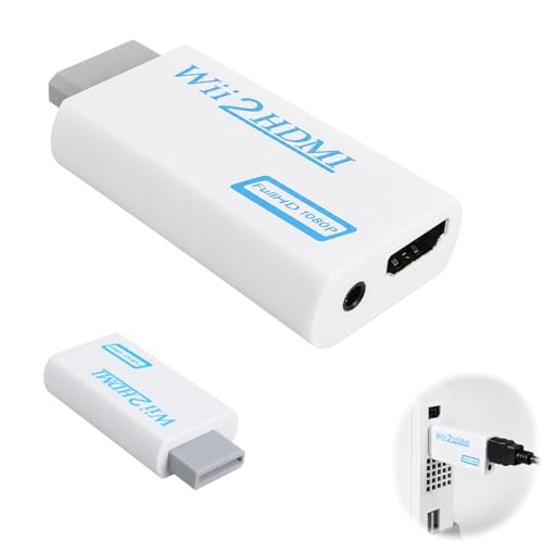 LYMISPIYA Adaptateur Wii HDMI avec Audio 3,5mm – Convertisseur HDMI pour Console Wii, Sortie Vidéo 720p/1080p, Plug & Play pour Téléviseur, Moniteur et...