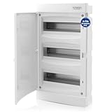 Intratec Caja de Distribución Empotrada 3 Fila – Caja de Distribución IP40 para 36 Módulos con Puerta Blanco y Riel para Instalación Eléctrica Fácil en Casa y Negocios – 482 x 283 x 106mm