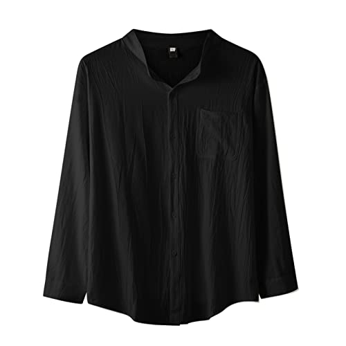 Chemise simple boutonnage col montant hauts hommes manches longues