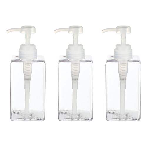 Gogogmee 3 piezas Botellas Dispensadoras de Bomba Plásticas Recargables para Loción Champú y Gel de Baño Transparentes y Selladas para Viajes y Uso Diario