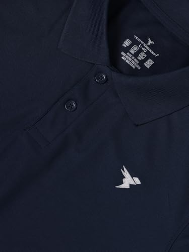 Image of TECHNOSPORT Mens Slim Fit Polyester Active Wear Collar Polo T-Shirt with Long Sleeves for Workout, Sports