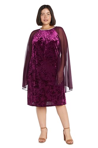 Image of R&M Richards Women's Metallic Foil Print Bodycon Dress W /Draped Capelet - Knee-Length Cocktail Party Outfit