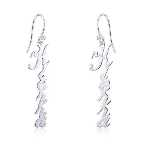 LeCalla Personalized Customized Name French-Wire Dangle Earrings for Women Teen