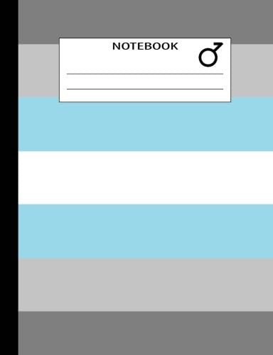 Notebook: Demiboy Grey Blue White Flag Colors And Symbol Composition Book Journal (7.44"x9.69" - 150 Pages - College Ruled) LGBTQ+ Pride