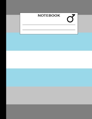 Notebook: Demiboy Grey Blue White Flag Colors And Symbol Composition Book Journal (7.44"x9.69" - 150 Pages - College Ruled) LGBTQ+ Pride