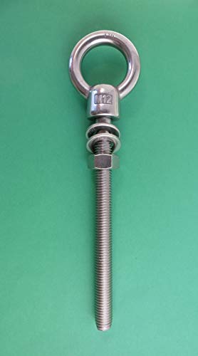 Image of US STAINLESS Stainless Steel 316 (Shape Type 307) M12 Lifting Eye Bolt 12mm x 140mm Marine Grade Pitch of 1.75