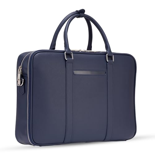 Image of Dash Designs Premium Laptop Bag 15.6 Inch for Men | Saffiano PU Office Messenger Briefcase | Water Resistant Anti-Scratch Business Bag | Lightweight Shoulder Bag for Work Travel