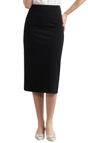 Women’s Classic Below Knee Pencil Skirt Stretch Line Midi Skirt of Business Casual Outfits