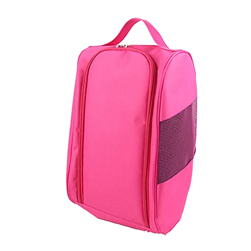 シューズケース シューズ入れ シューズバッグ バッシュ ゴルフ シューズ袋 蒸れない 通気性 シューズ袋 メッシュ 靴入れ袋 シューズケース 上履き入れ 靴 ケース 出張 シューズバック スパイクケース 靴袋 大人 学校 家庭 (ピンク)