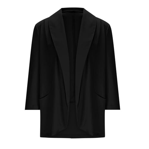Womens 3/4 Sleeve Blazers Business Casual Lapel Open Front Work Office Suit Jackets Trendy Lightweight Cardigans4