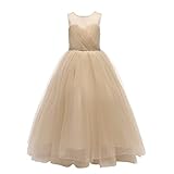 Glamulice Golden Flower Girl Dresses for Wedding Teen Girls Holiday Birthday Party Ball Gown Young Girls Formal Evening Prom Pageant Tulle Gown Gold Kids Dance Fancy Maxi Dress Tag Size 170, US 15-16Y