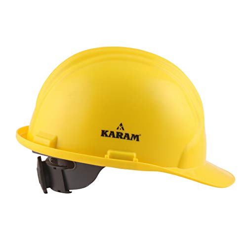 Image of KARAM PN581 Safety Industrial Helmet for Men | Light Weight with Ratchet Type Adjustment | Comfortable Fit & Durable Hard Hat | EN Certified | Yellow
