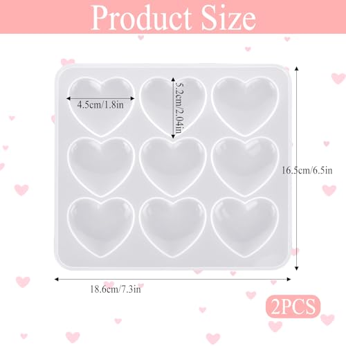 Bewudy 2 Pcs Heart Shape Resin Molds - Silicone Mould for Jewelry Making Keychain Crafting Project, White - Image 2